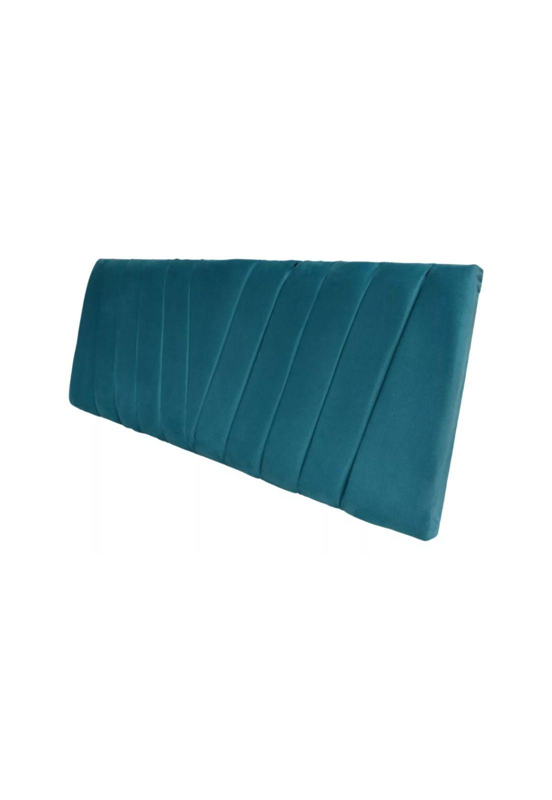 Respaldo Elegante King Capitone En V 180x60 CM Turquesa Felpa-2
