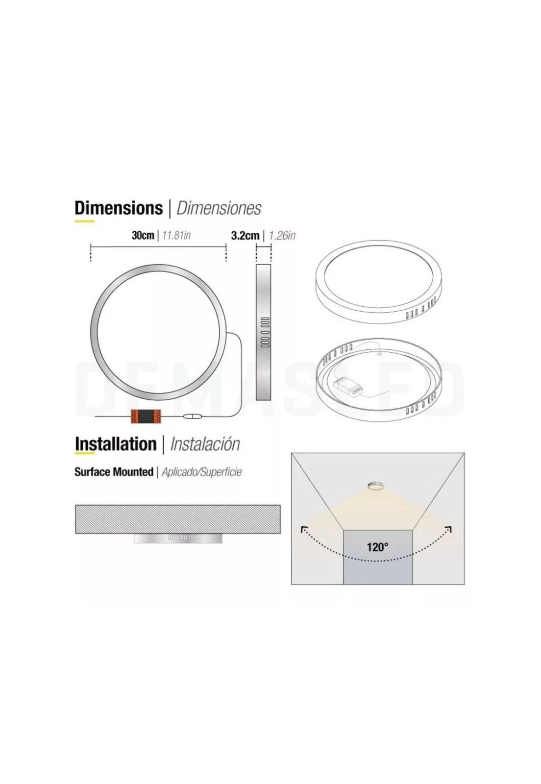 Foco Panel Led Plafón Sobrepuesto Redondo Luz Neutra 220v 4000°K Níquel Blanco 30 CM-3