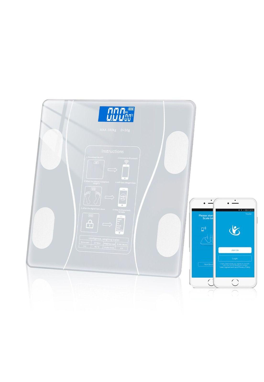 Pesa Balanza Electrónica Bluetooth 27 CM Blanco-1