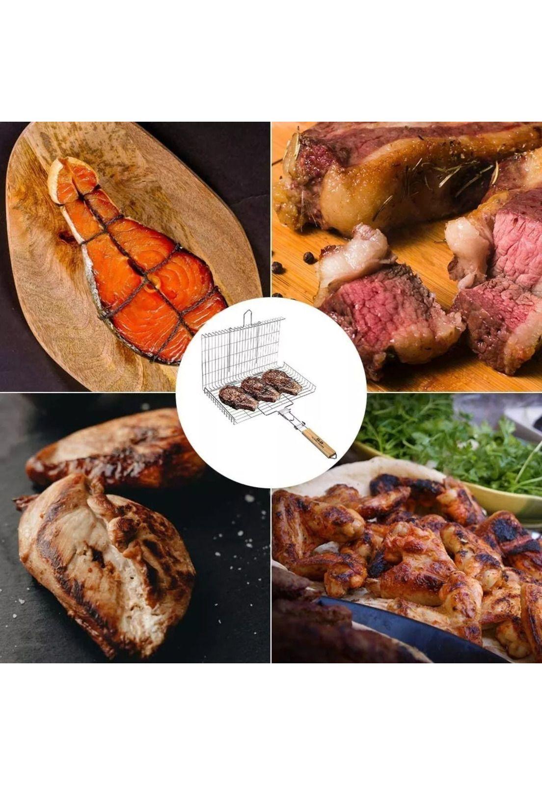 Rejilla Parrilla Doble Asador Pescados Verduras-3