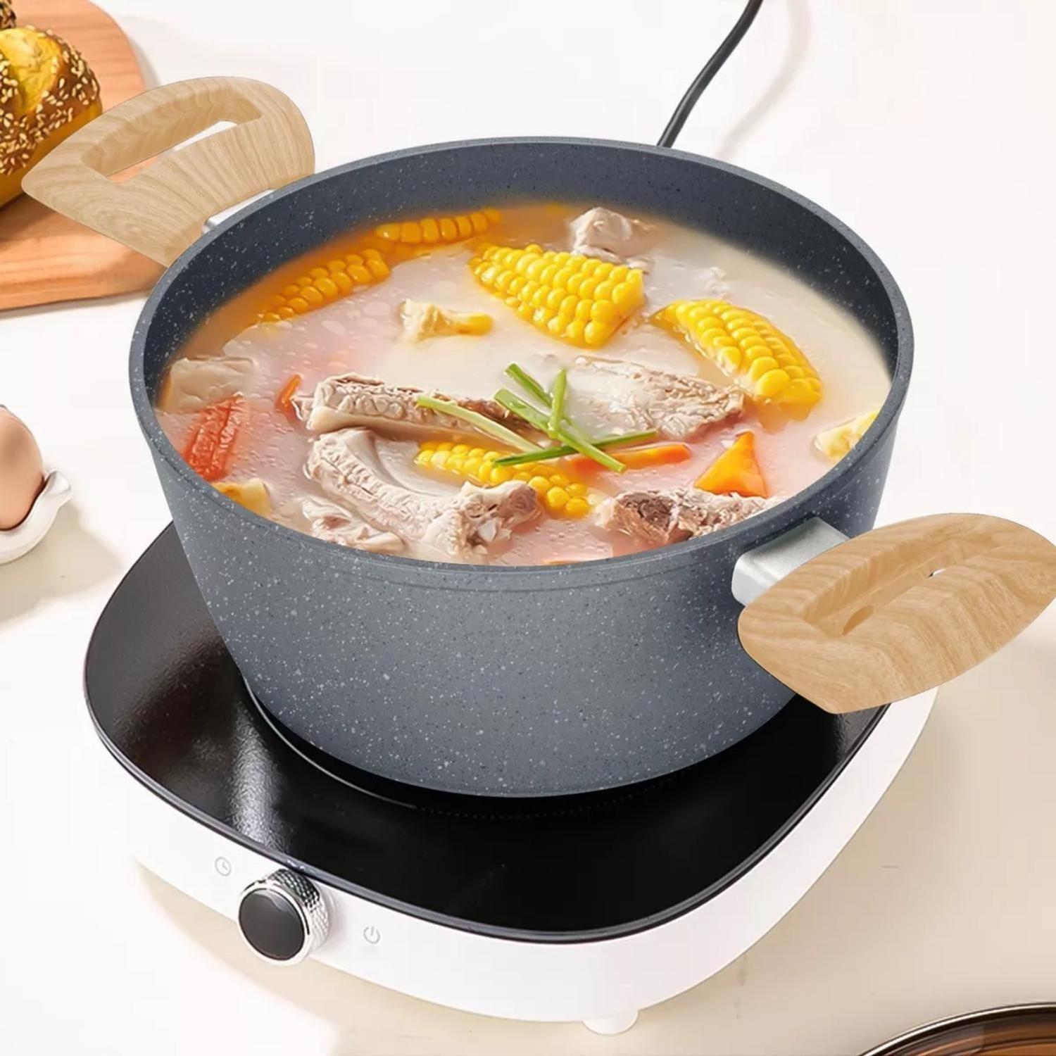 Juego Batería 10 Piezas Cocina Granito Menaje Antiadherente PMM Negro-3