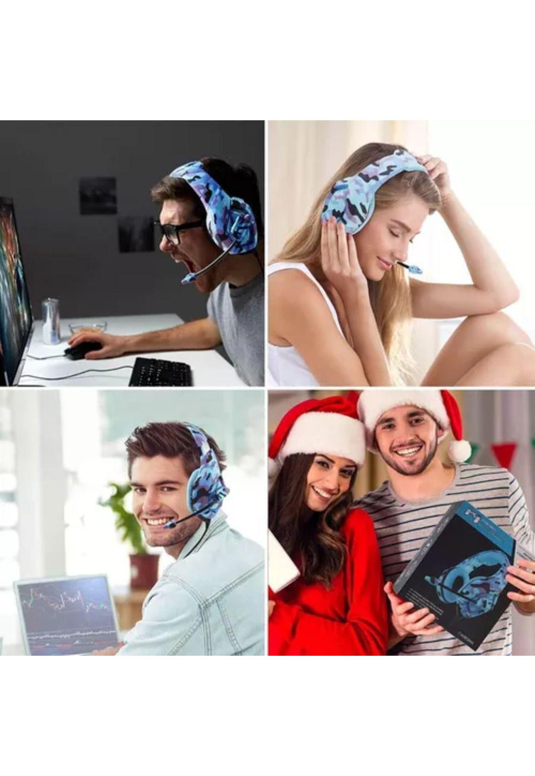 Audífonos Gamer Alámbrico Camuflaje Azul-4