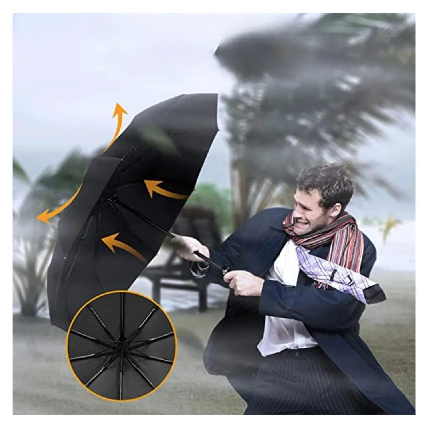 Paraguas Pliegue Automatico 12 Marcos Negro-3