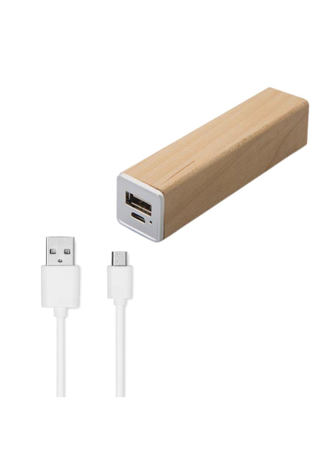 Power Bank Batería Externa Bambú USB/micro USB-3
