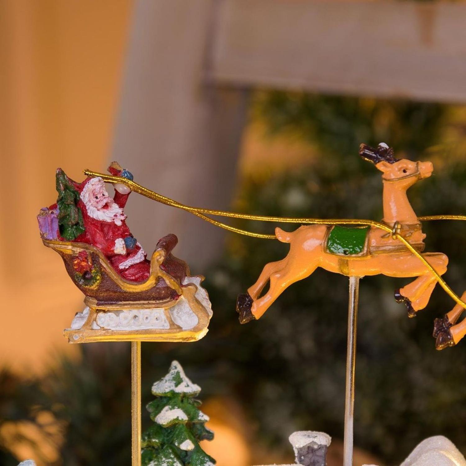 Decoración Navidad Villa Navideña Sonido Luces Movimiento Pascuero Renos-3