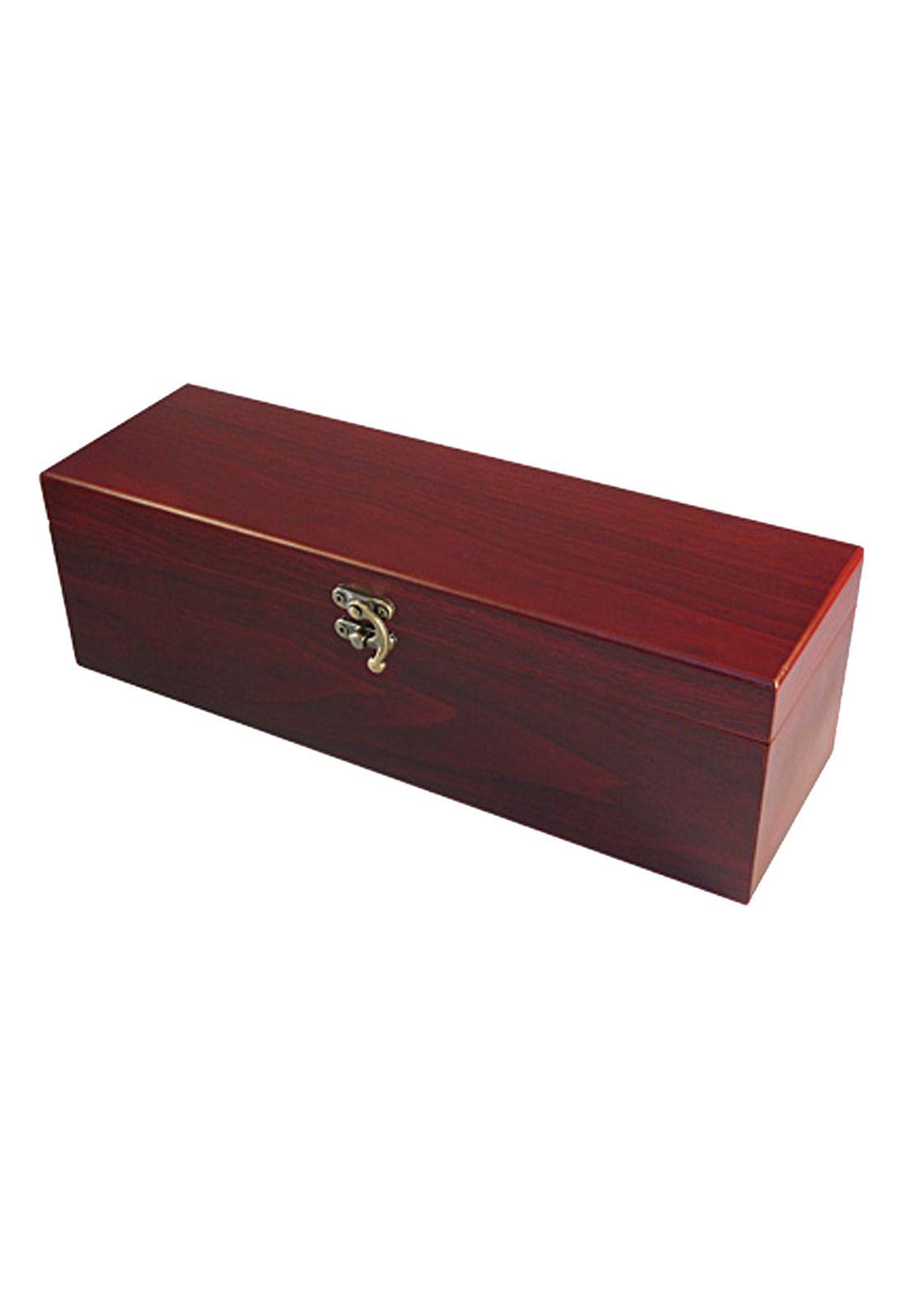 Caja Madera Barnizada 4 Accesorios Metálicos Vino-3