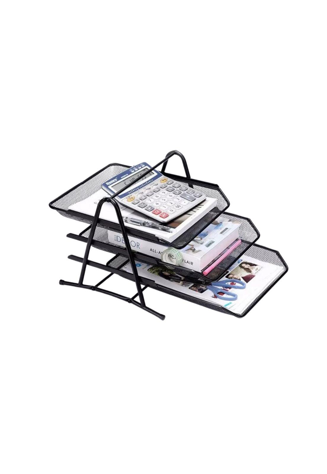 Organizador Bandeja Metal Oficina Documentos 3 Niveles Negro-3