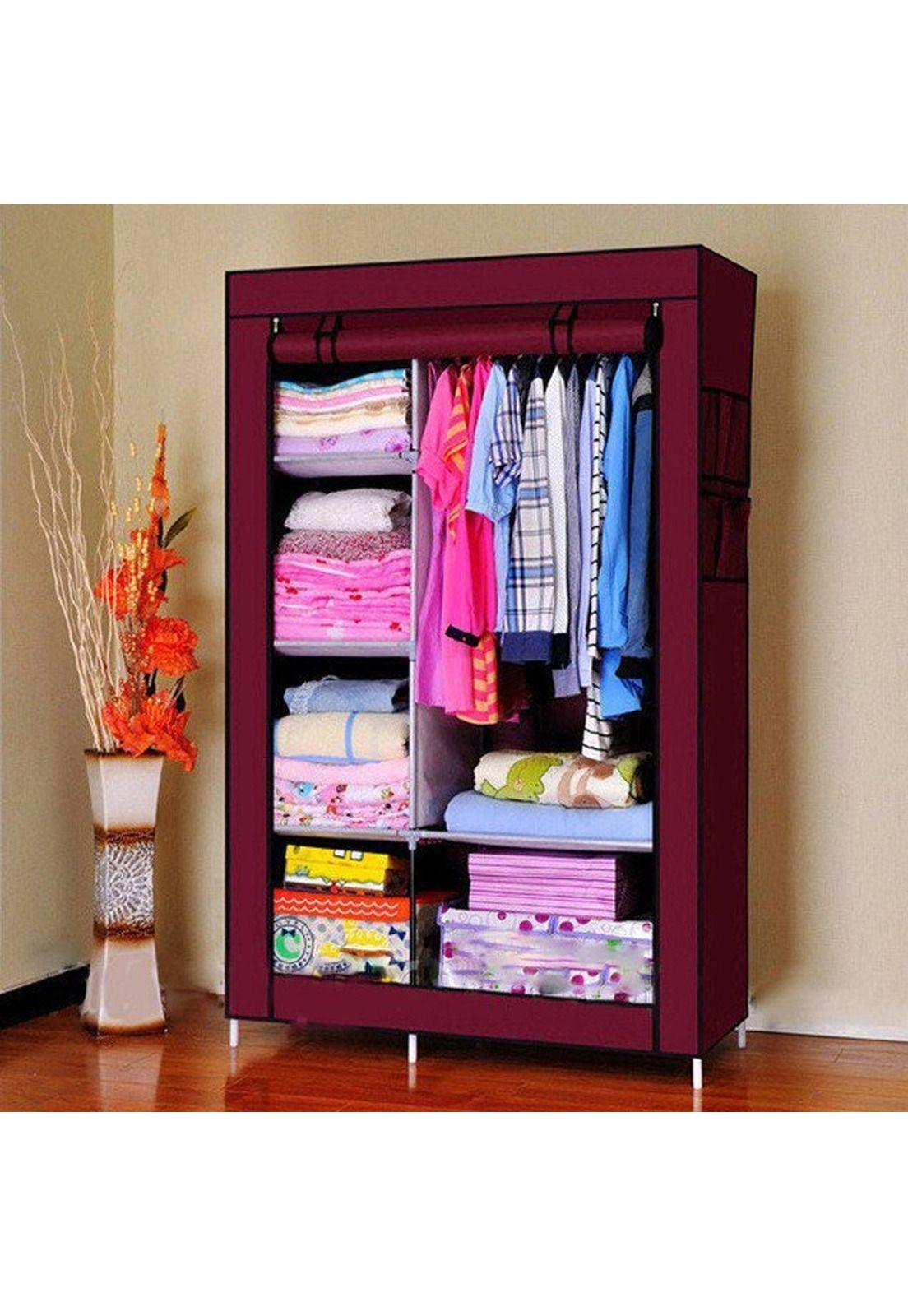 Closet Organizador Armable Tela 2 Cuerpos Wine Red 105x45x175 CM-4