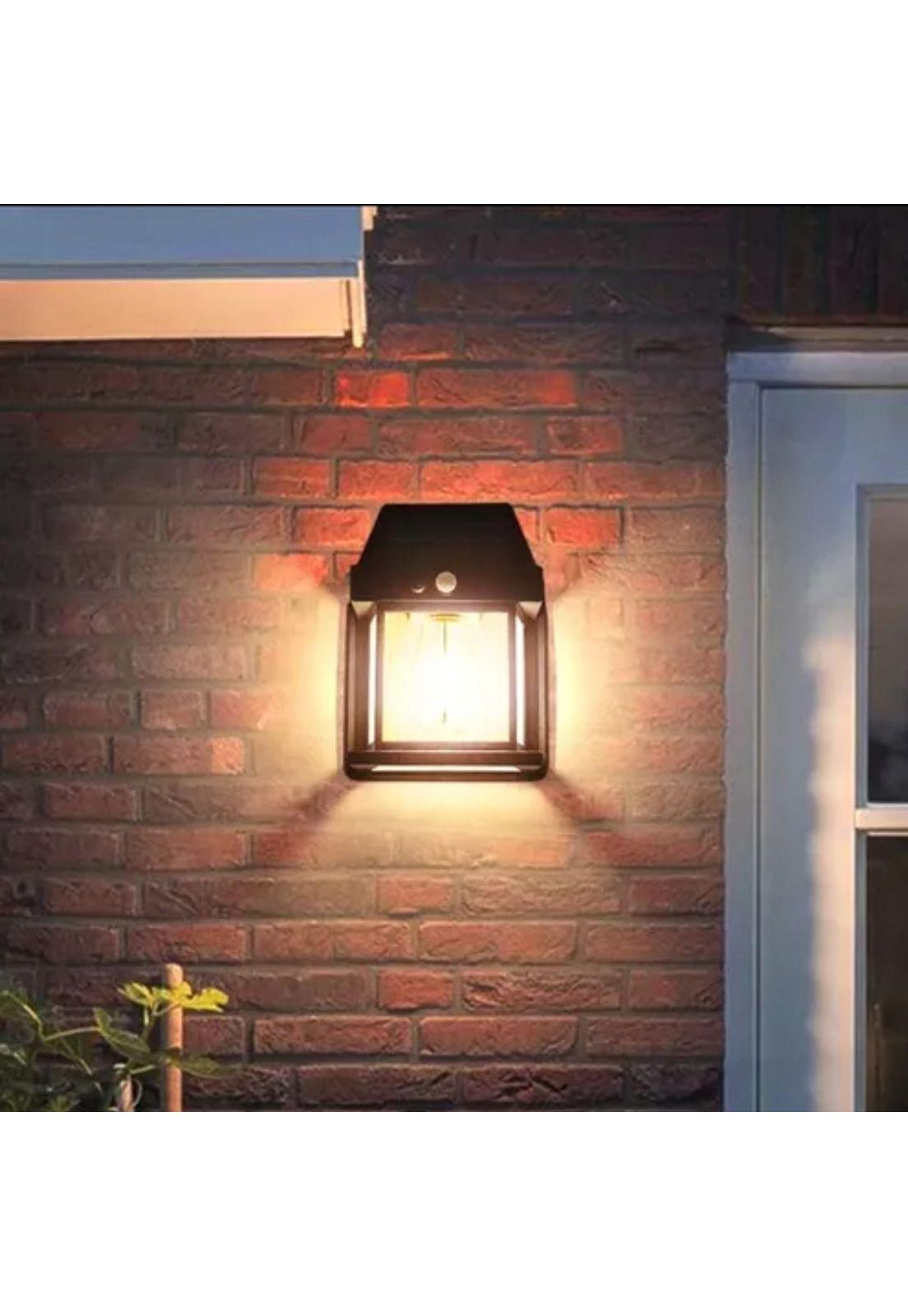 Farol Foco Solar Pared Sensor Movimiento 3.2 V Luz Cálida Negro-2