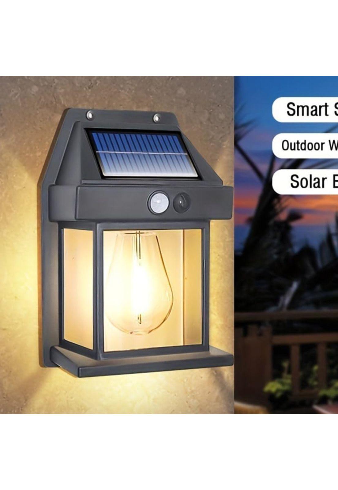 Farol Foco Solar Pared Sensor Movimiento 3.2 V Luz Cálida Negro-3