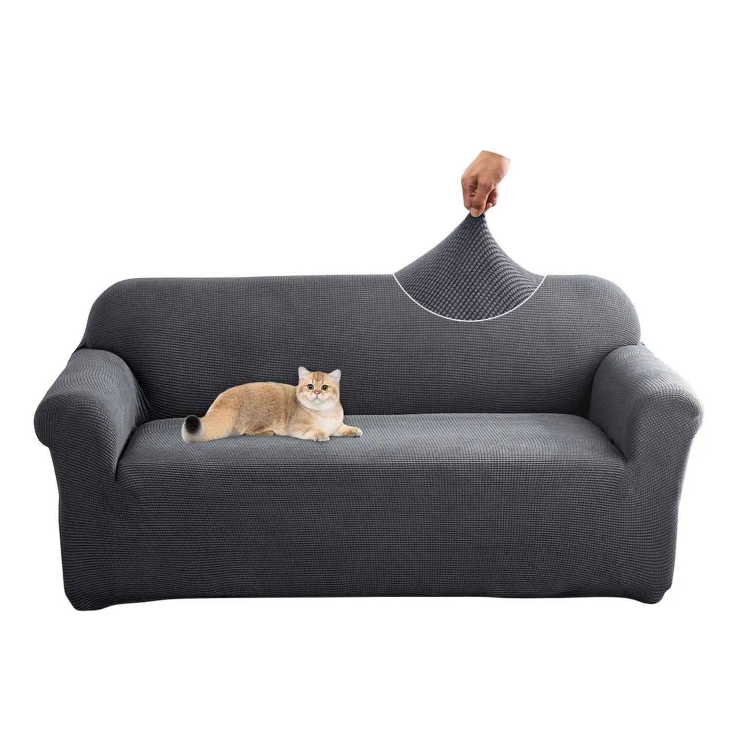 Funda Sofá Cubre Sillón Protectora Elastizada 230 CM Gris Oscuro-2