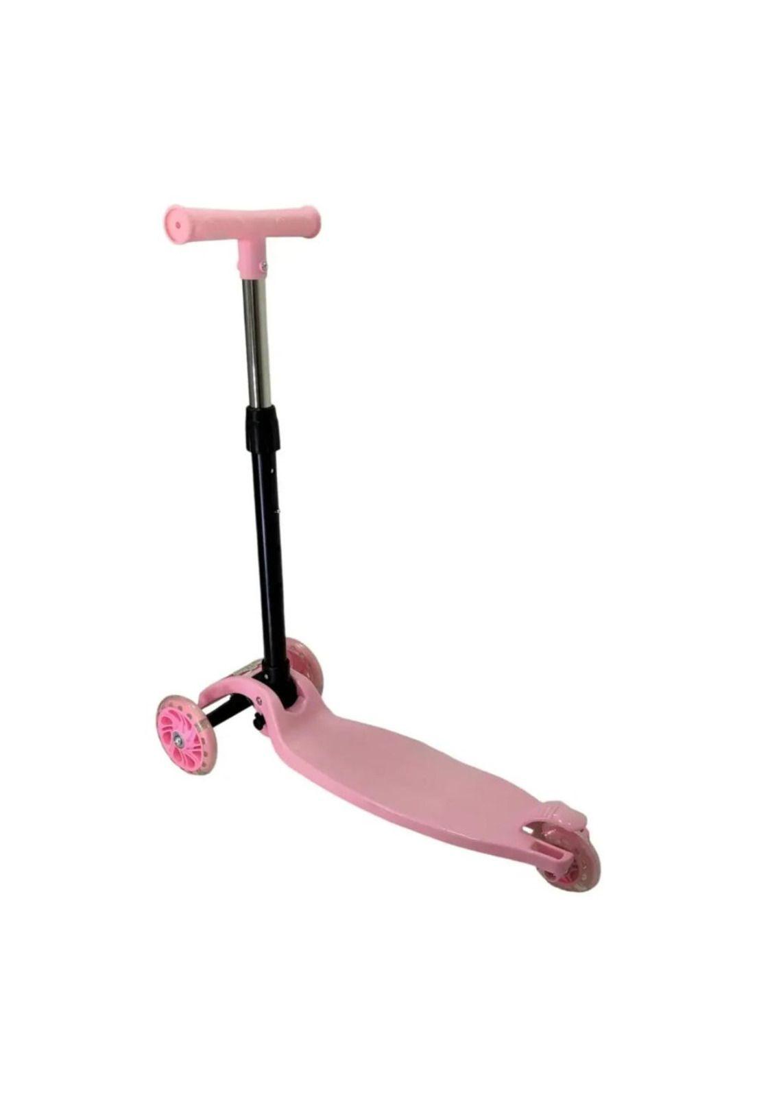 Scooter Monopatín 3 Ruedas LED Infantil Regulable Rosado-2
