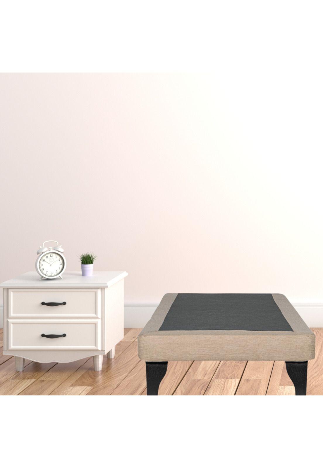 Base Cama Europea 1 Plaza 90x190 CM Beige Felpa-3