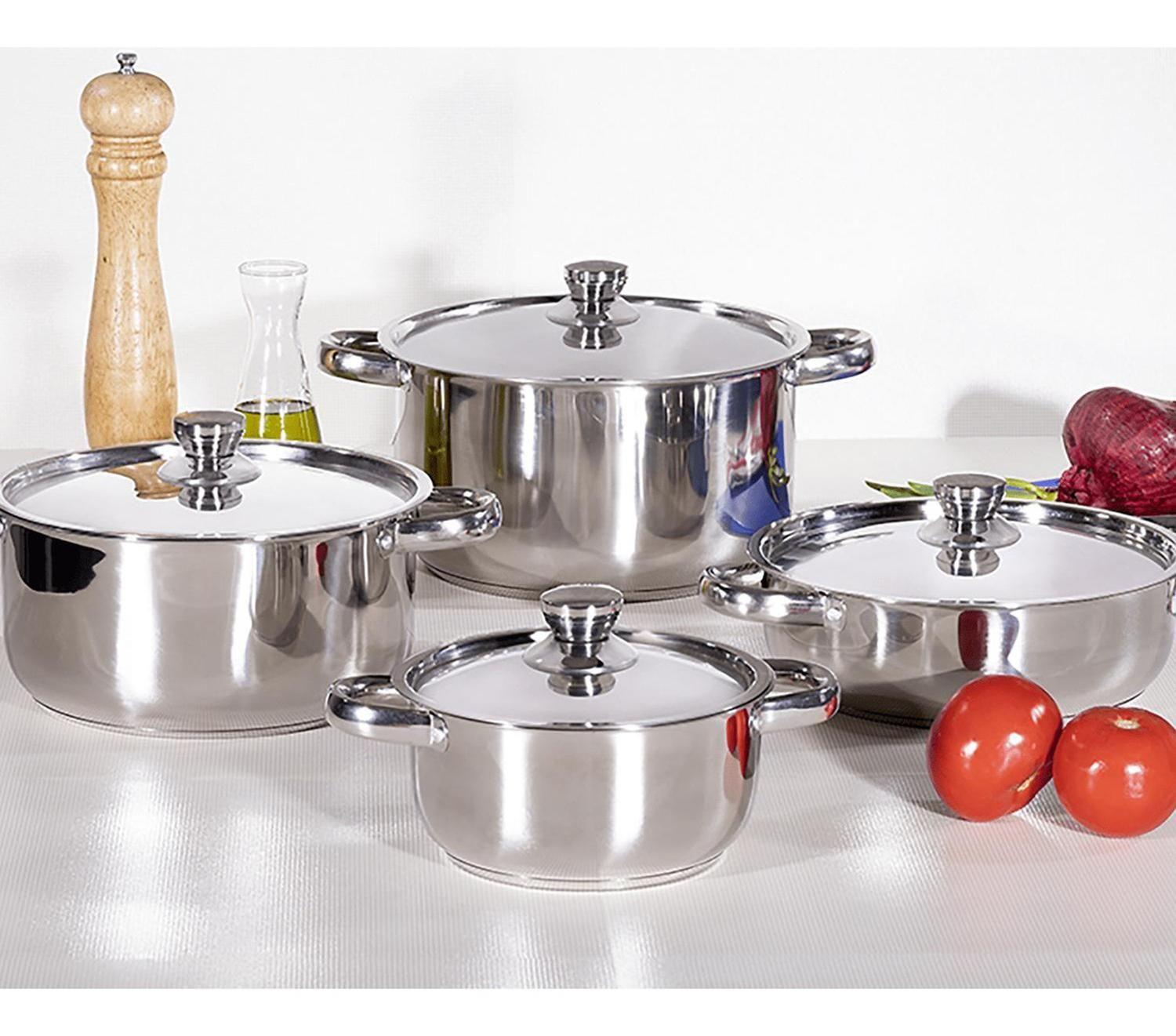 Juego Batería 6 Piezas Olla Cocina Acero Inoxidable Plateado-4