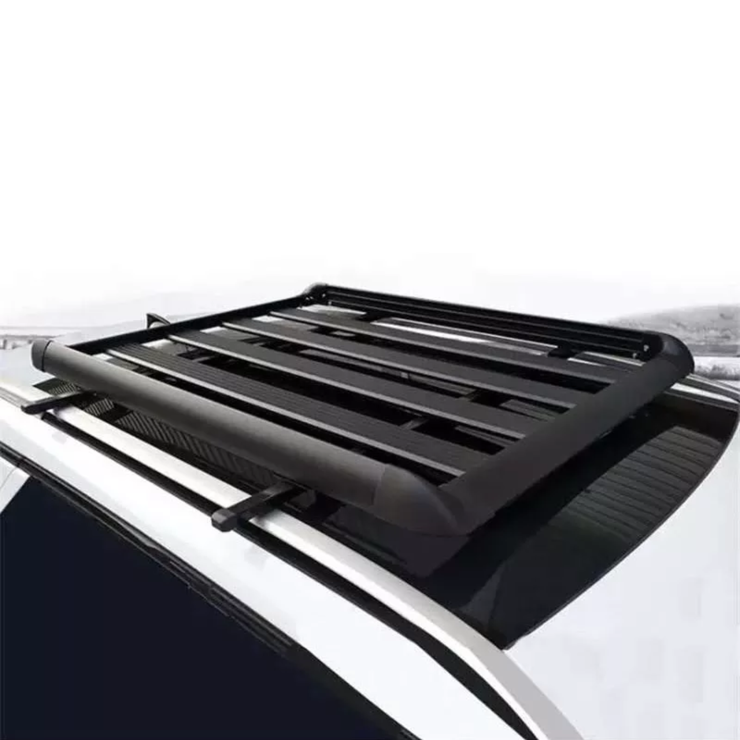 Parrila Techo Automóvil Aluminio 15x90x130 CM Barras Porta Equipaje Negro-5