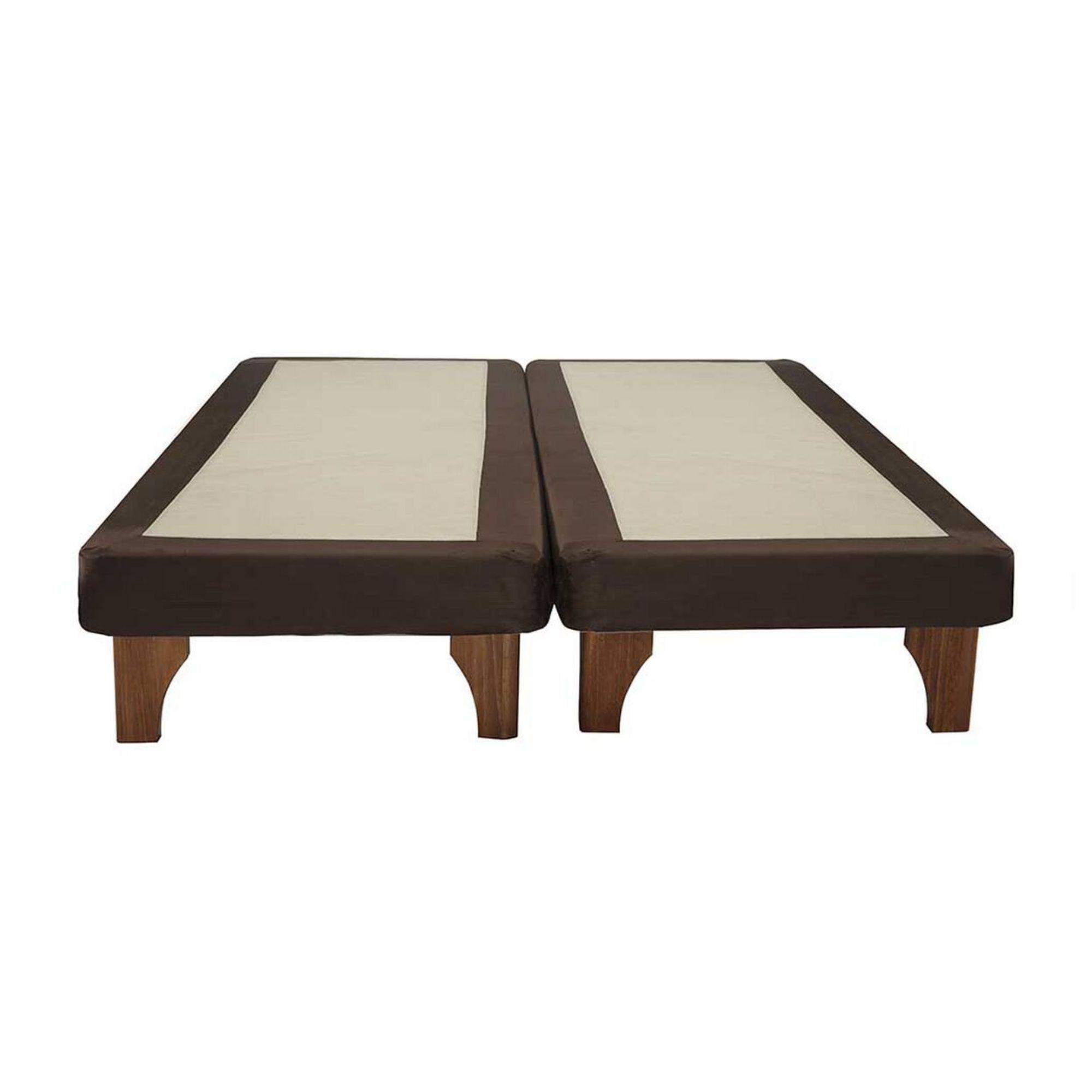 Base Dividida Cama Europea 2 Plazas 150x190 CM Chocolate Felpa-2