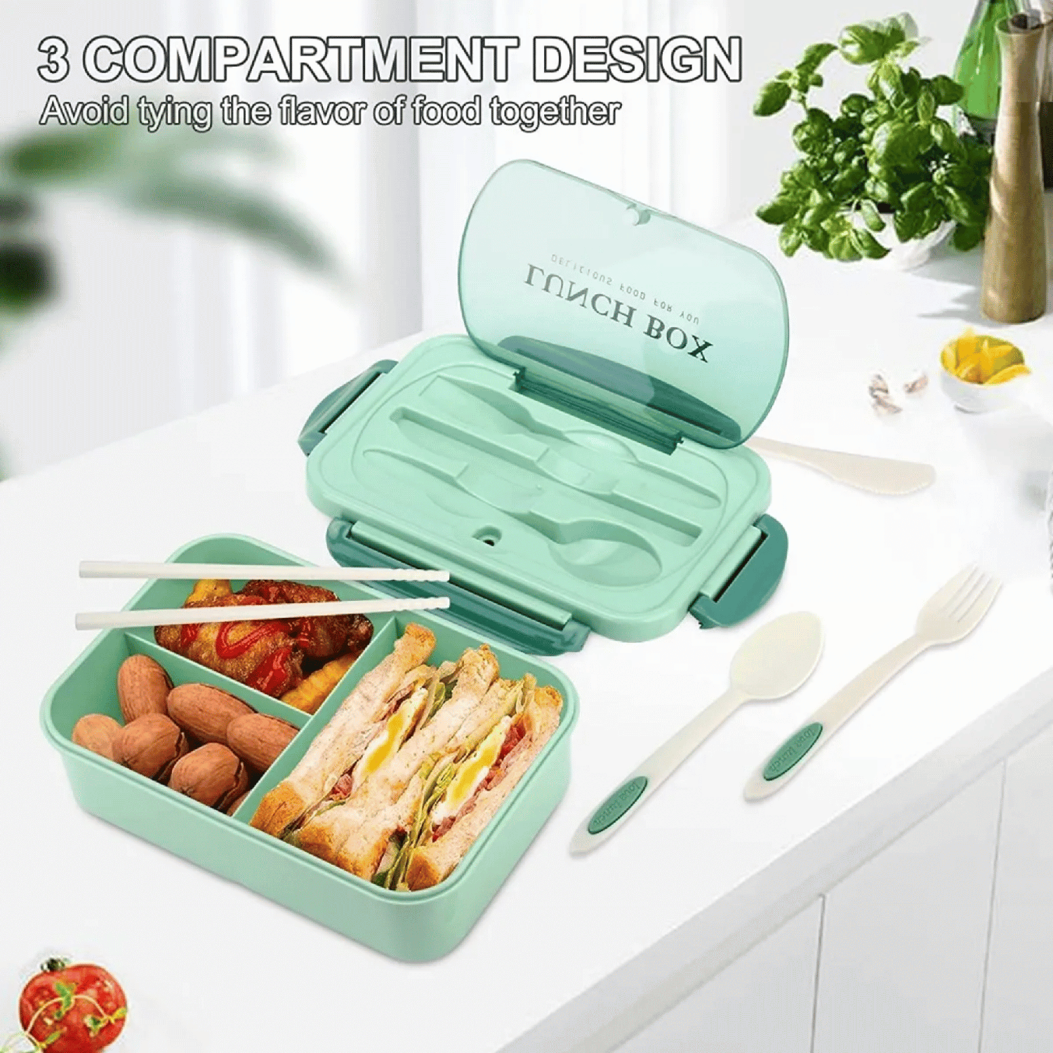 Taper Termico Comida Contenedor Mas Cubiertos 1,2 ML Verde-3