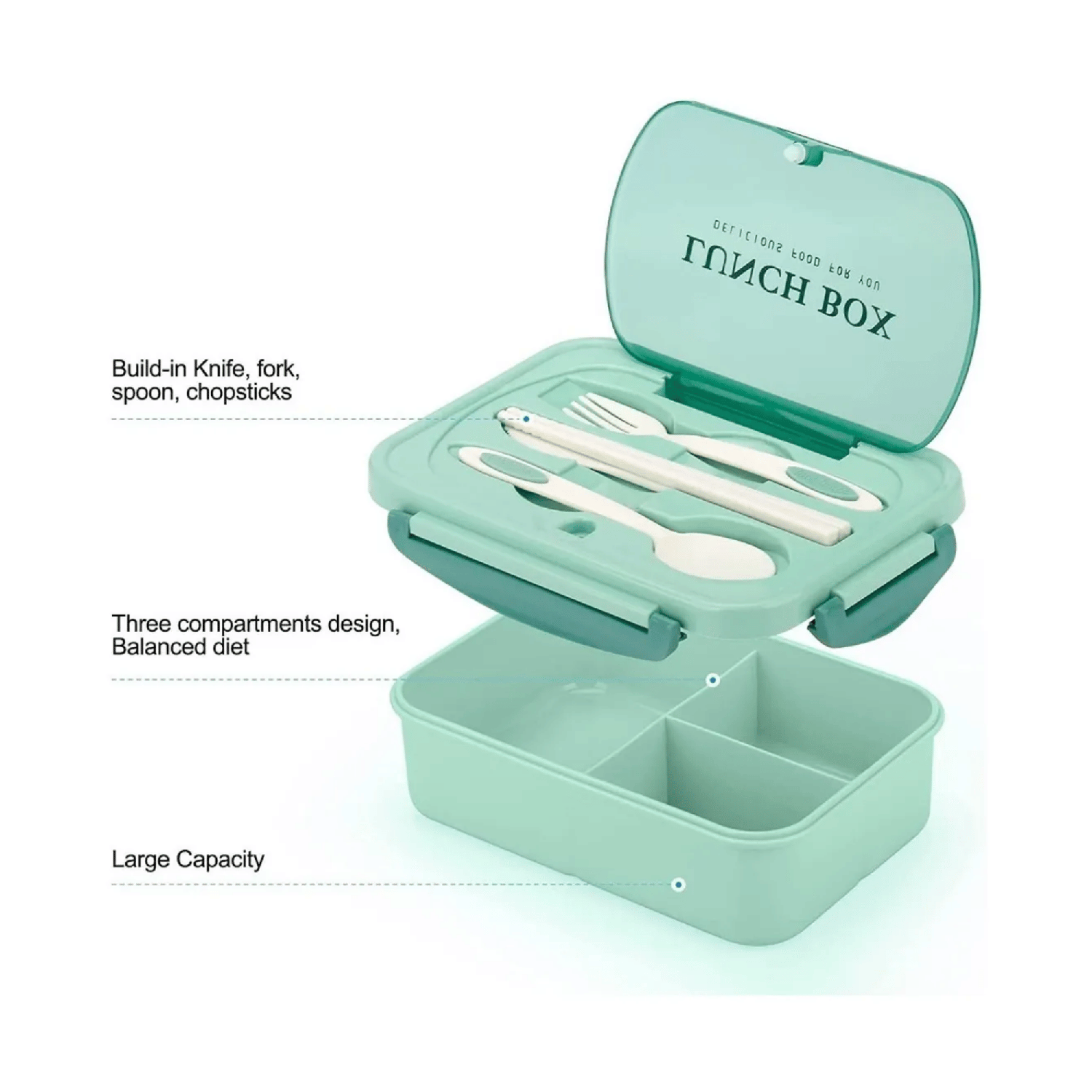 Taper Termico Comida Contenedor Mas Cubiertos 1,2 ML Verde-4