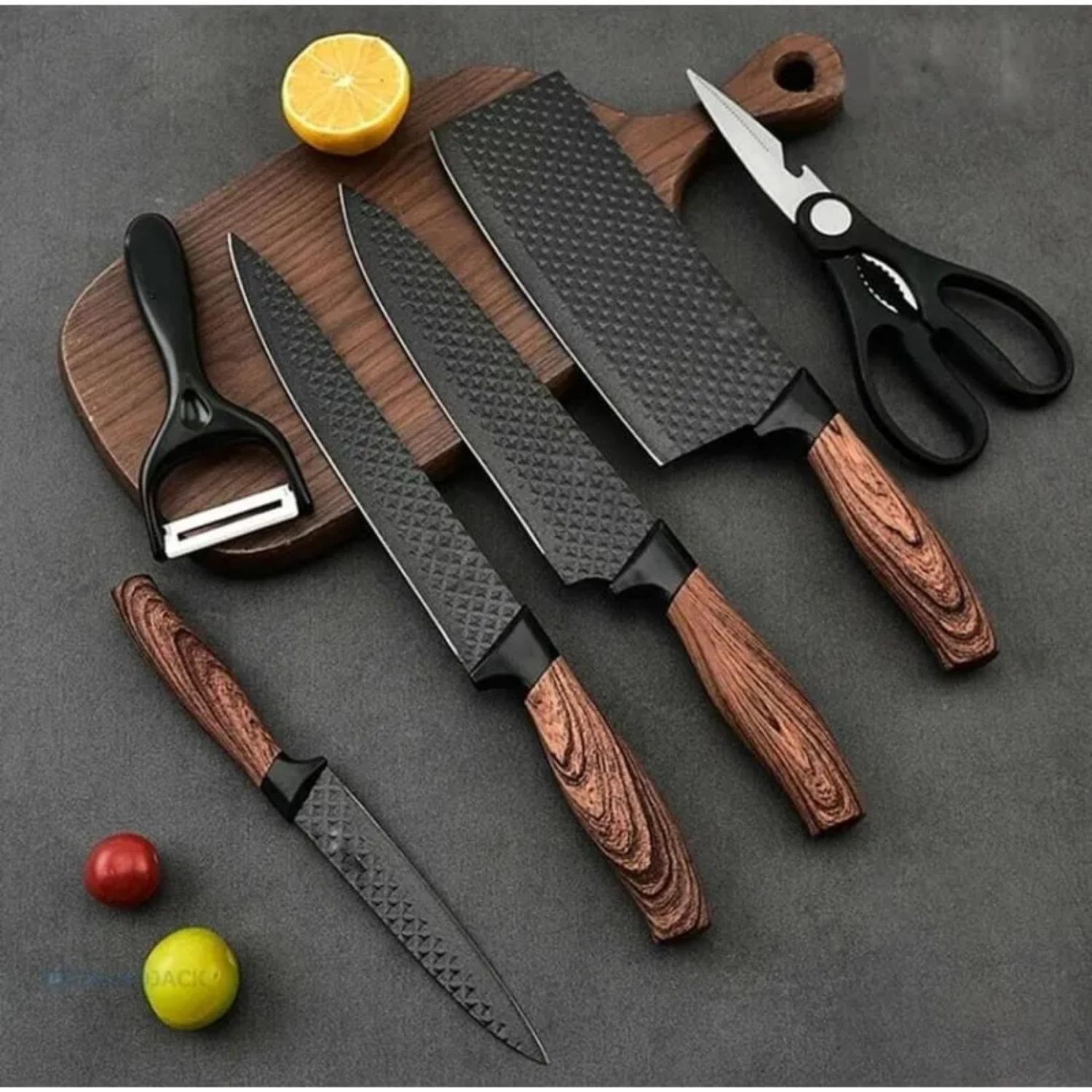 Set 6 Piezas Cocina Mango Antiresbalante Negro-2