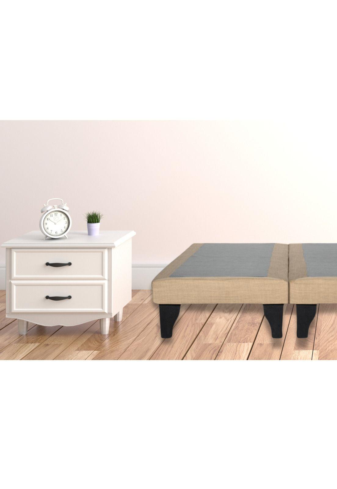 Base Dividida Cama Europea Super King 200x200 CM Beige Felpa-4