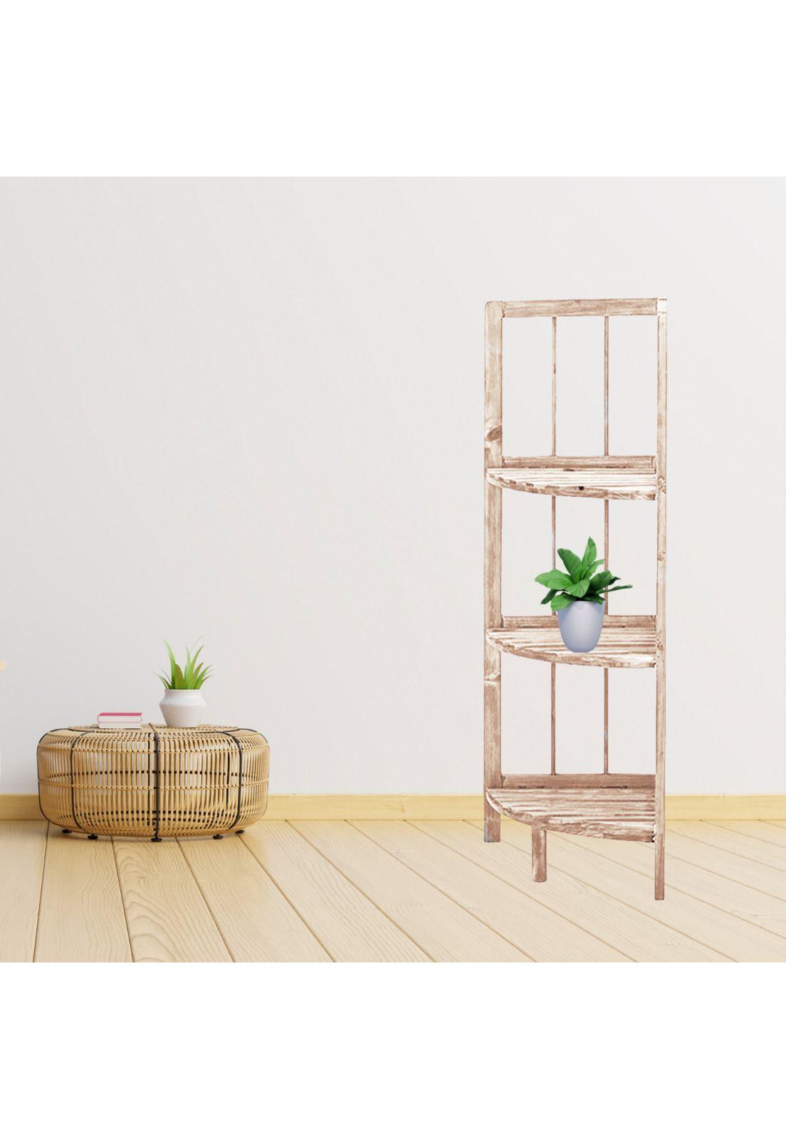Estante Organizador Esquinero Madera 3 Niveles 85x28x26 CM Café Claro-4