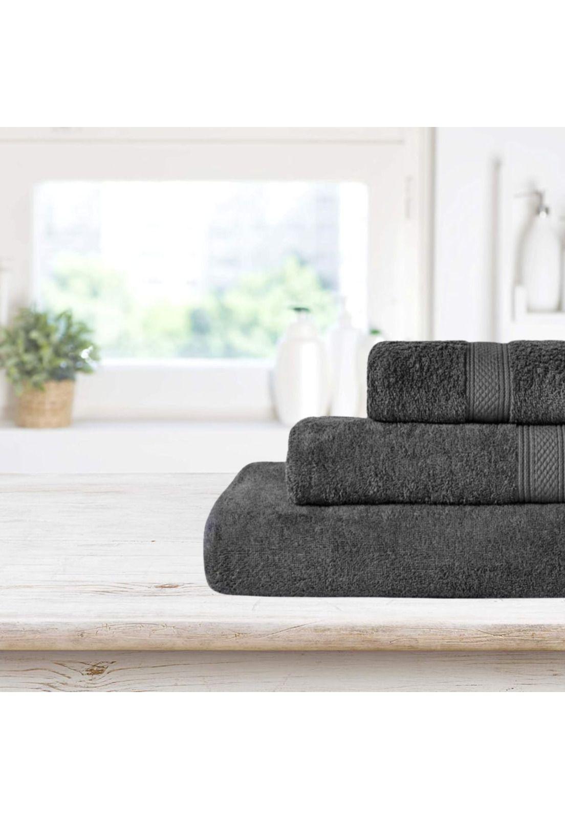 Set De Toallas 3 Piezas 100% Algodón 450 GR Gris Cannon-4