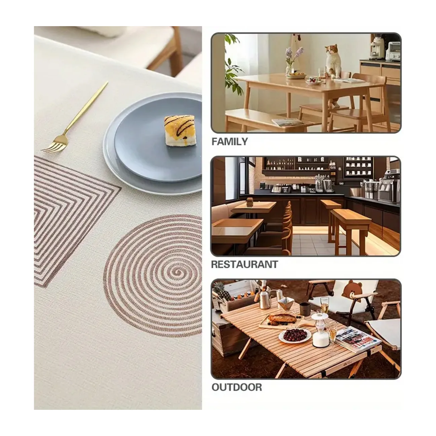 Mantel Impermeable Diseño Rectangular 140x220 CM Azul Claro-2