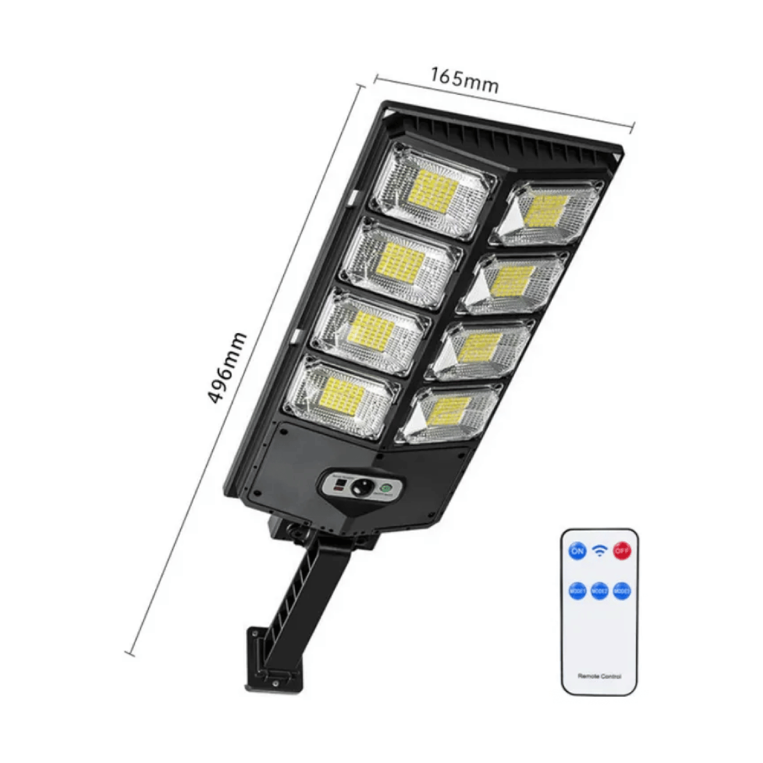 Foco Solar LED 8 Placas Sensor Movimiento 200 Watt Negro-2