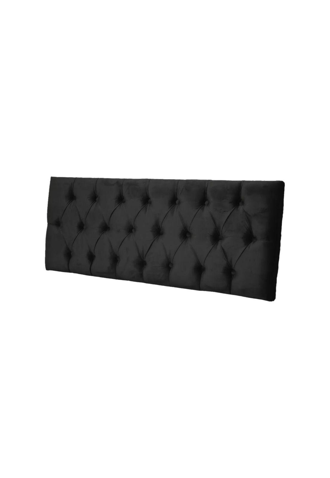 Respaldo Elegante King Capitone 180x60 CM Negro Felpa Botones-2