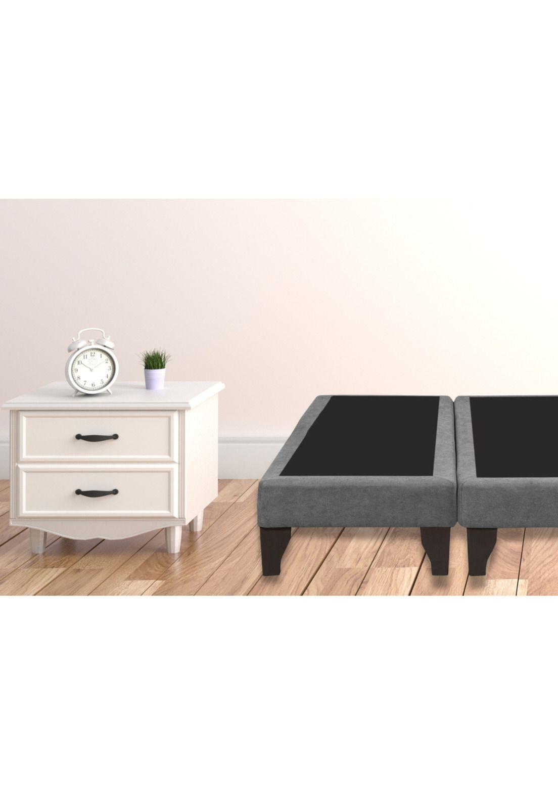 Base Dividida Cama Europea 2 Plazas 150x190 CM Gris Lino-4