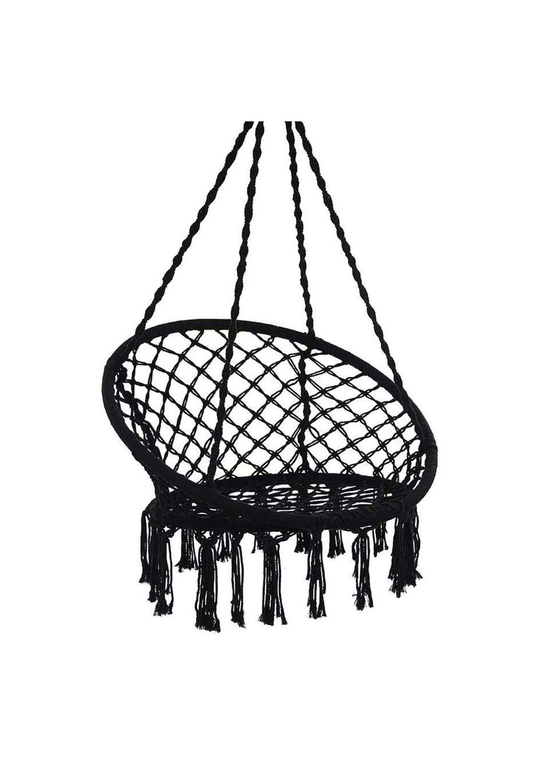 Hamaca Silla Columpio Algodón Negra 80 x 70 CM-2