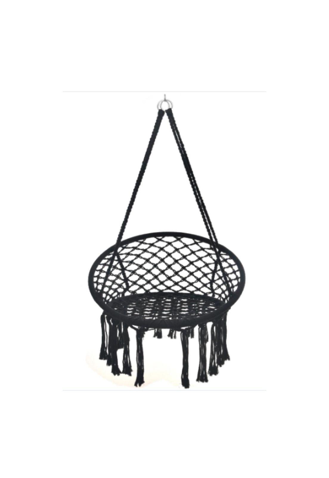 Hamaca Silla Columpio Algodón Negra 80 x 70 CM-3