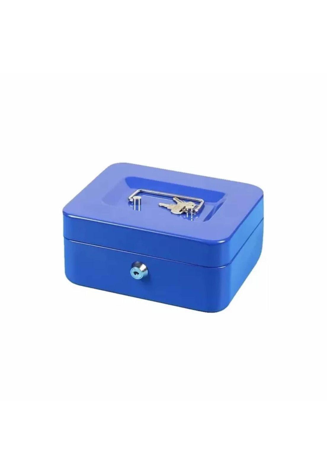Caja Fuerte Metálica Dinero + Llave Seguridad 15x12 CM Azul-2