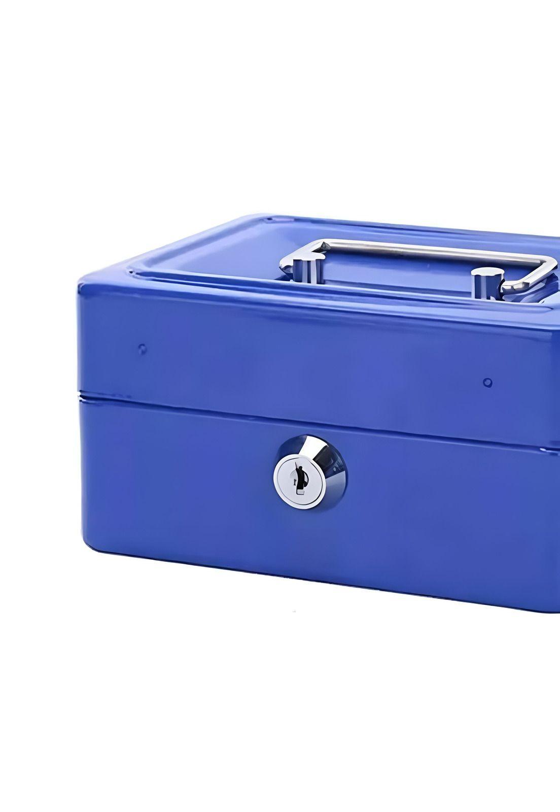 Caja Fuerte Metálica Dinero + Llave Seguridad 15x12 CM Azul-3