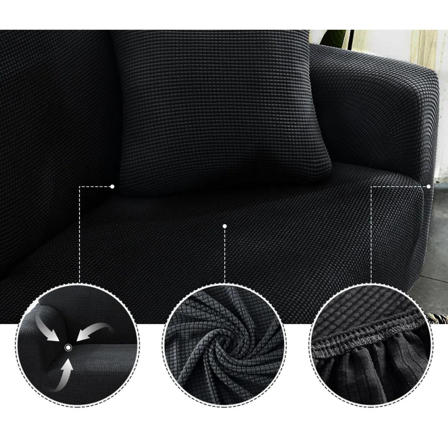 Funda Sofá Cubre Sillón Protectora Elastizada 230 CM Negro-3