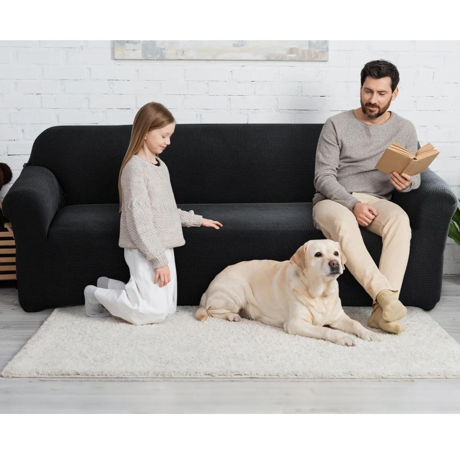 Funda Sofá Cubre Sillón Protectora Elastizada 230 CM Negro-4