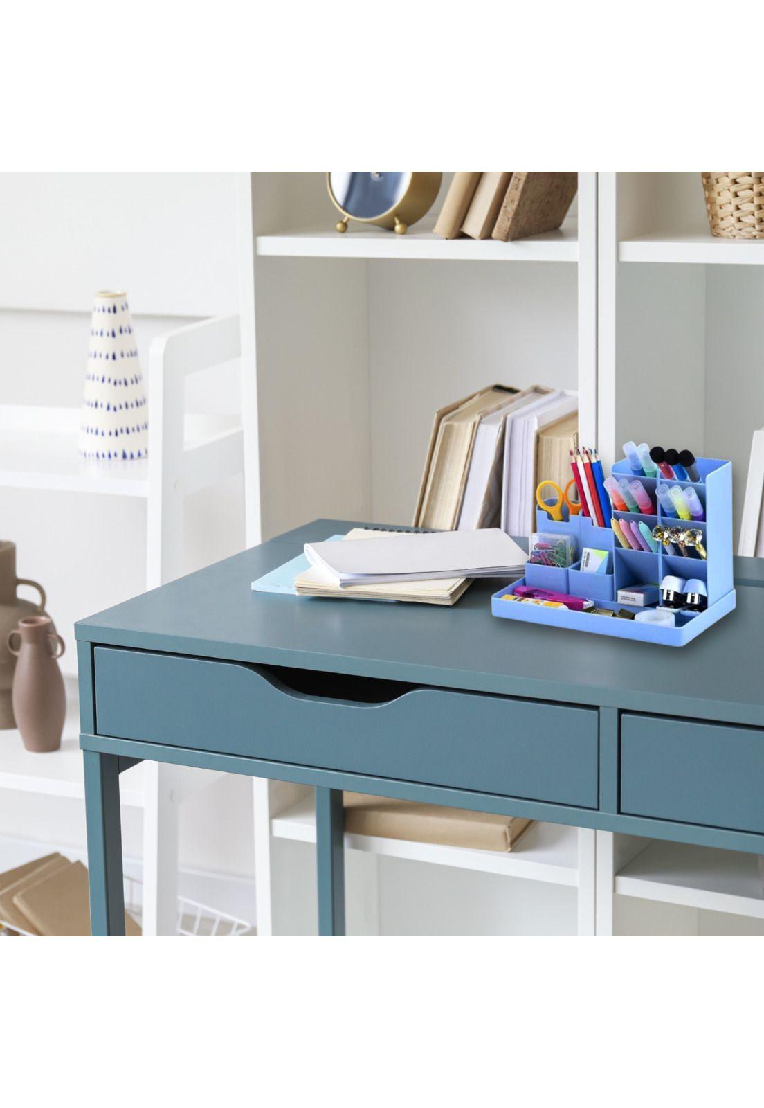 Organizador Escritorio Portalápices Plumones Azul-4