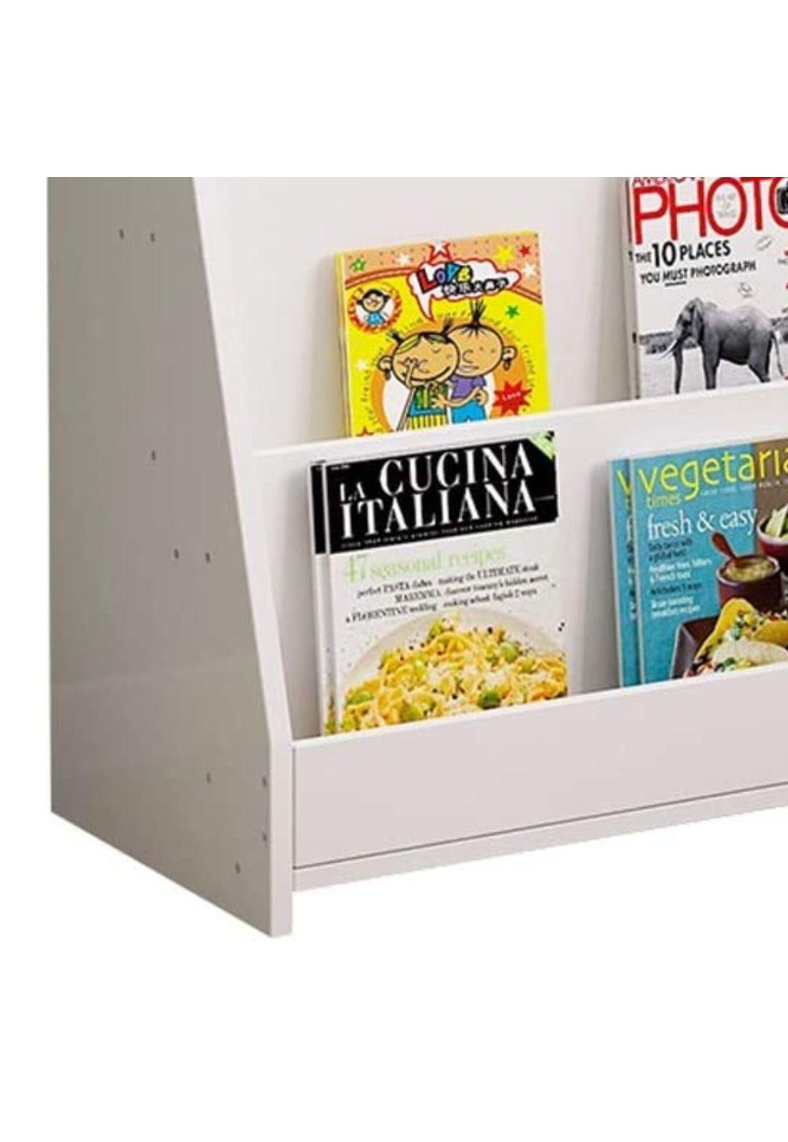 Estante Librero Niños Madera 4 Niveles 80x30x88 CM Blanco-1