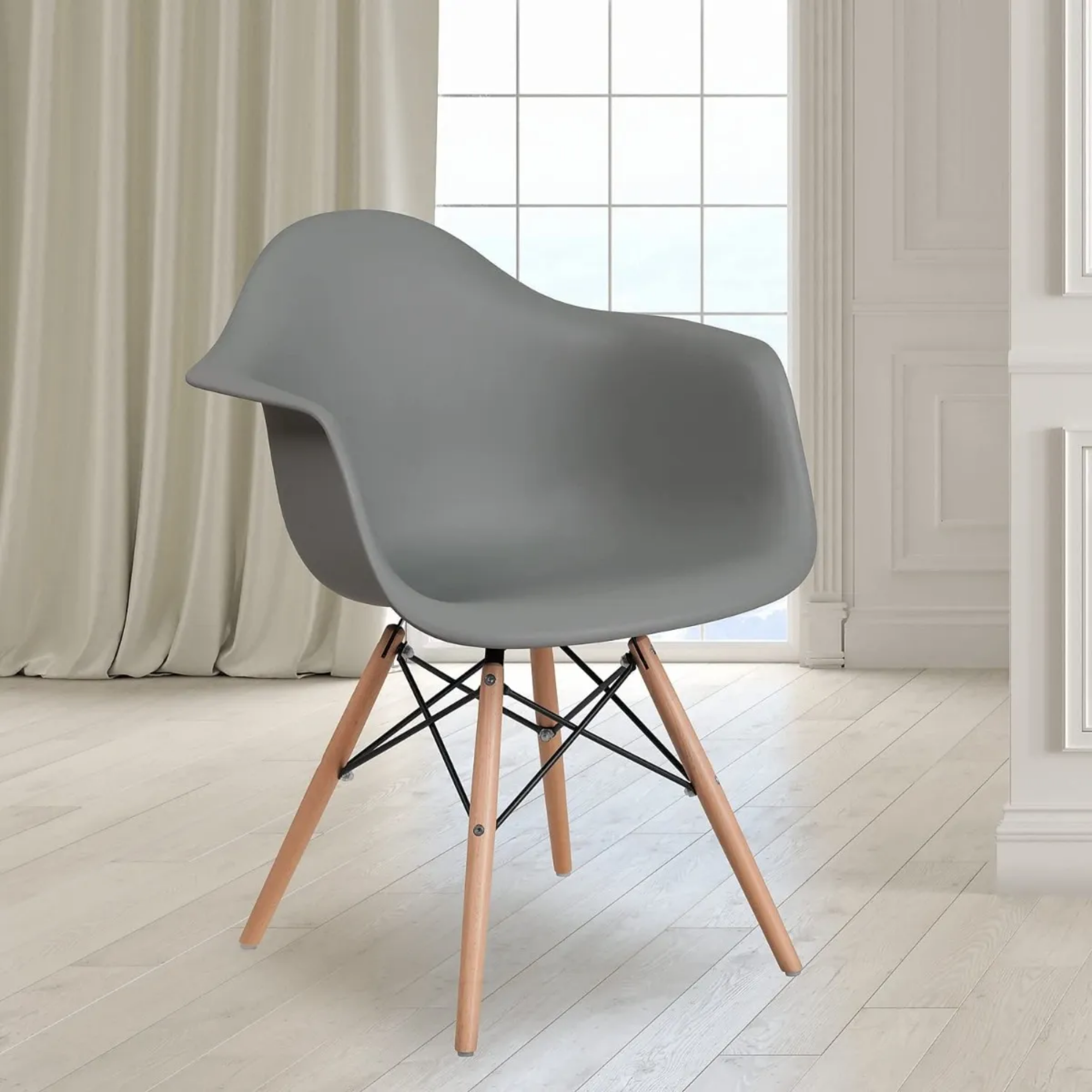 Silla Comedor Eames Hogar Butaca Estructura Color Gris-5