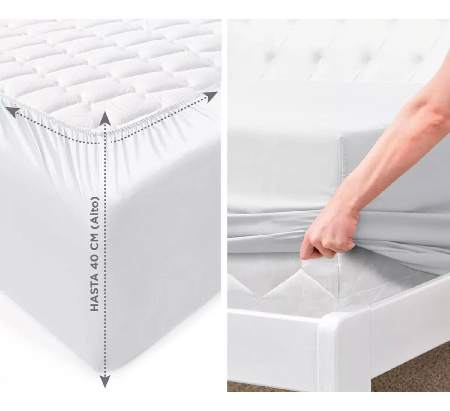 Kit Juego Sábanas Hotel 1,5 PL 2 PL King Super King + 2 Fundas 1,5 PL Blanco-4