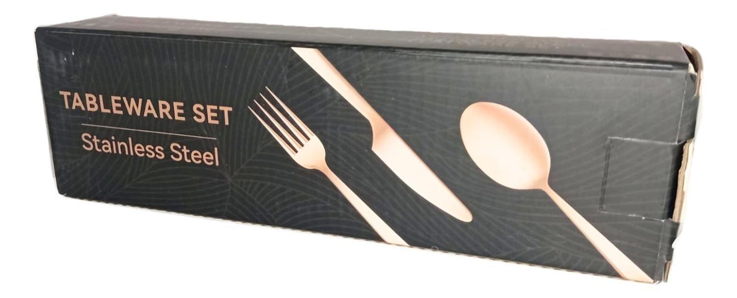 Set 24 Piezas Cubiertos Acero Inoxidable Color Verde - Dorado-4