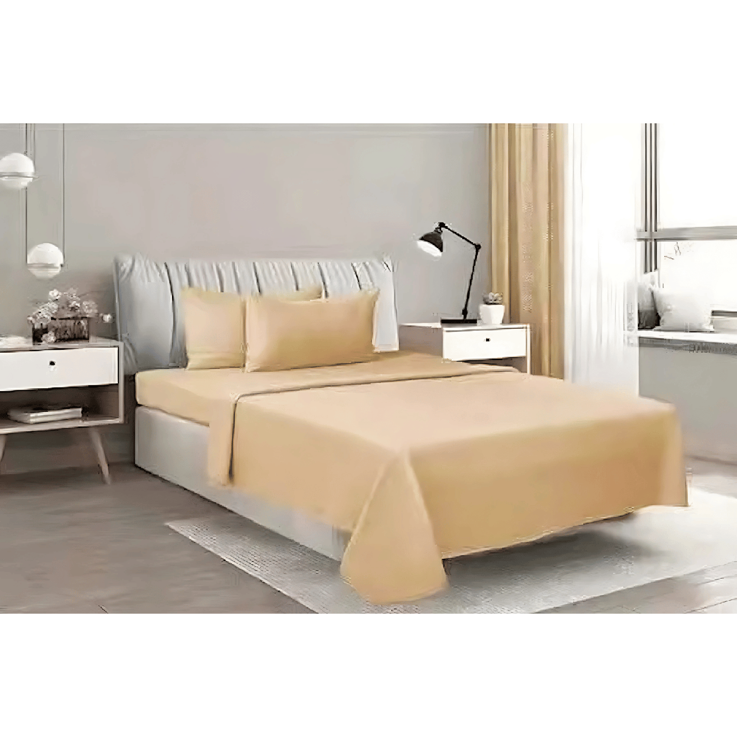 Sabanas 2 Plazas Elasticada 4 Piezas Polar 144 Hilos Beige-4