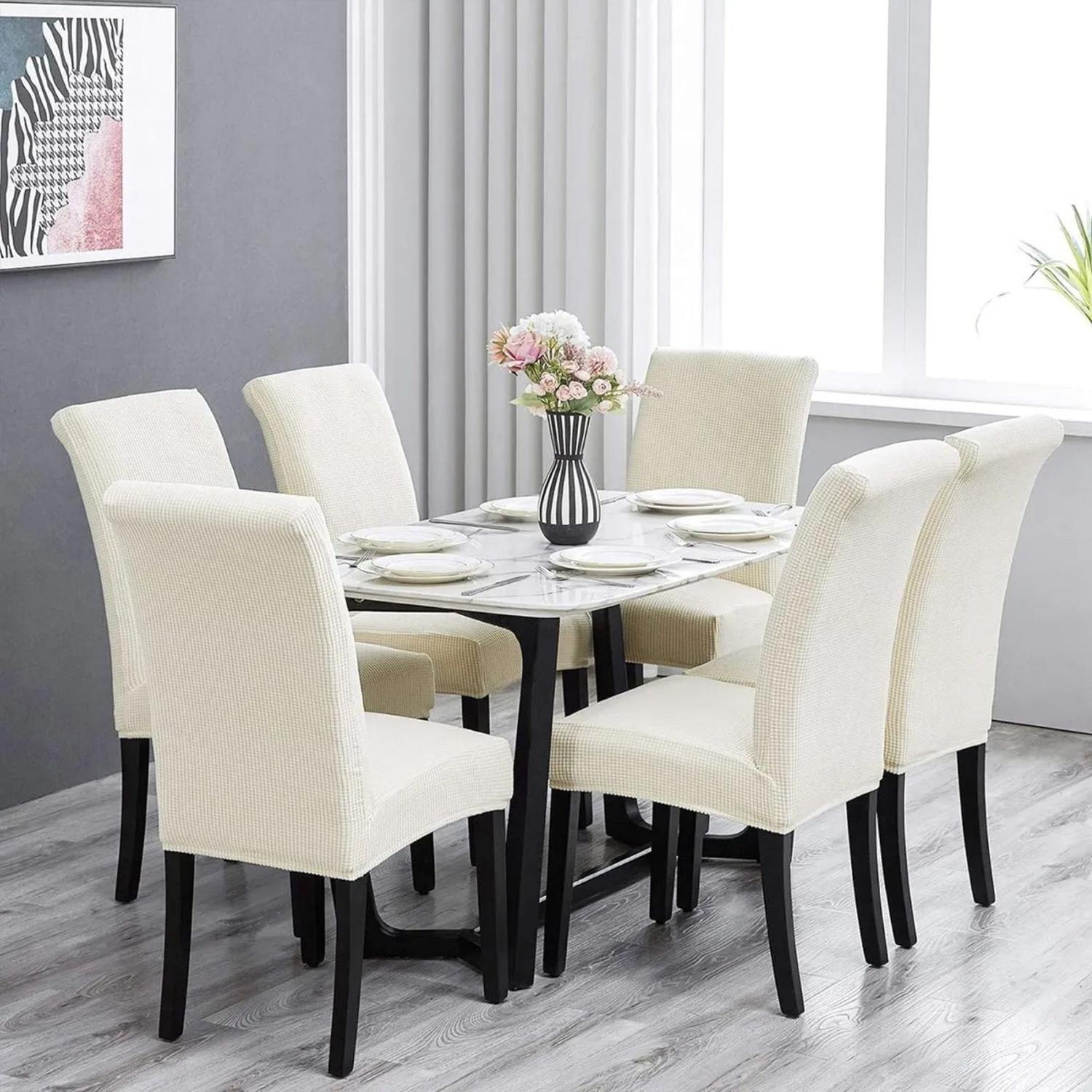 Pack 6 Funda Silla Comedor Tela Elasticada 70x45x45 CM Blanco-2