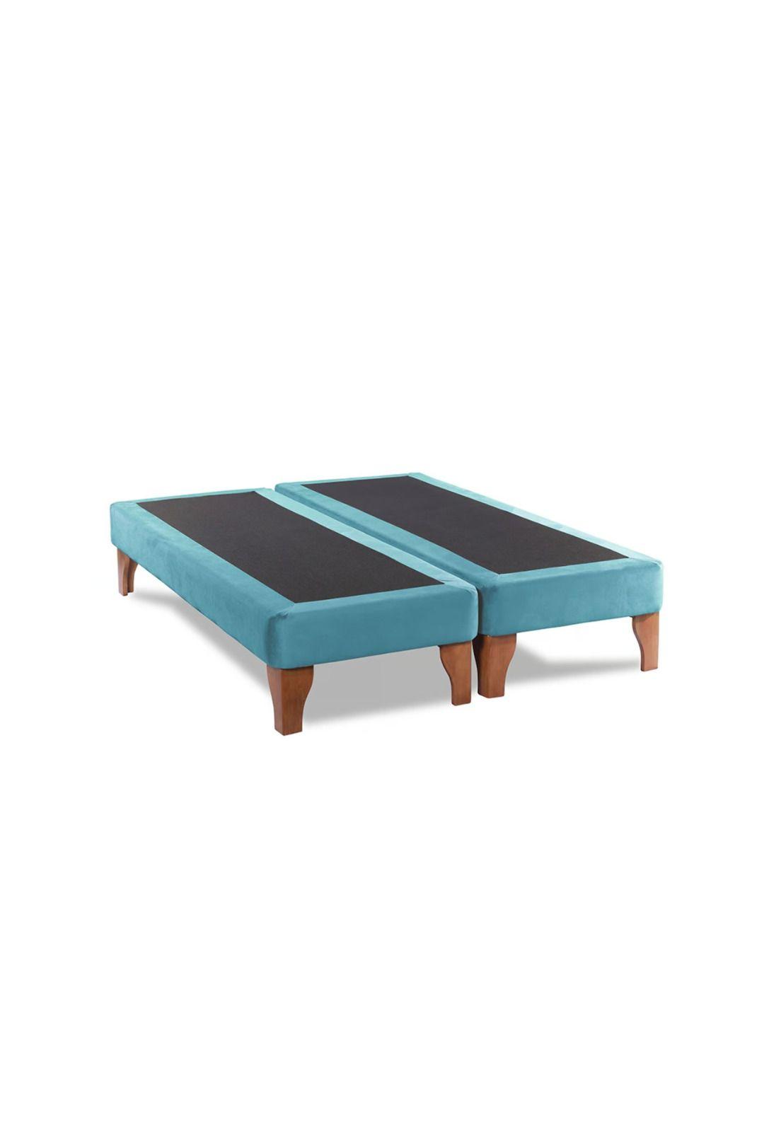 Base Dividida Cama Europea King 200x180 CM Turquesa Felpa-2