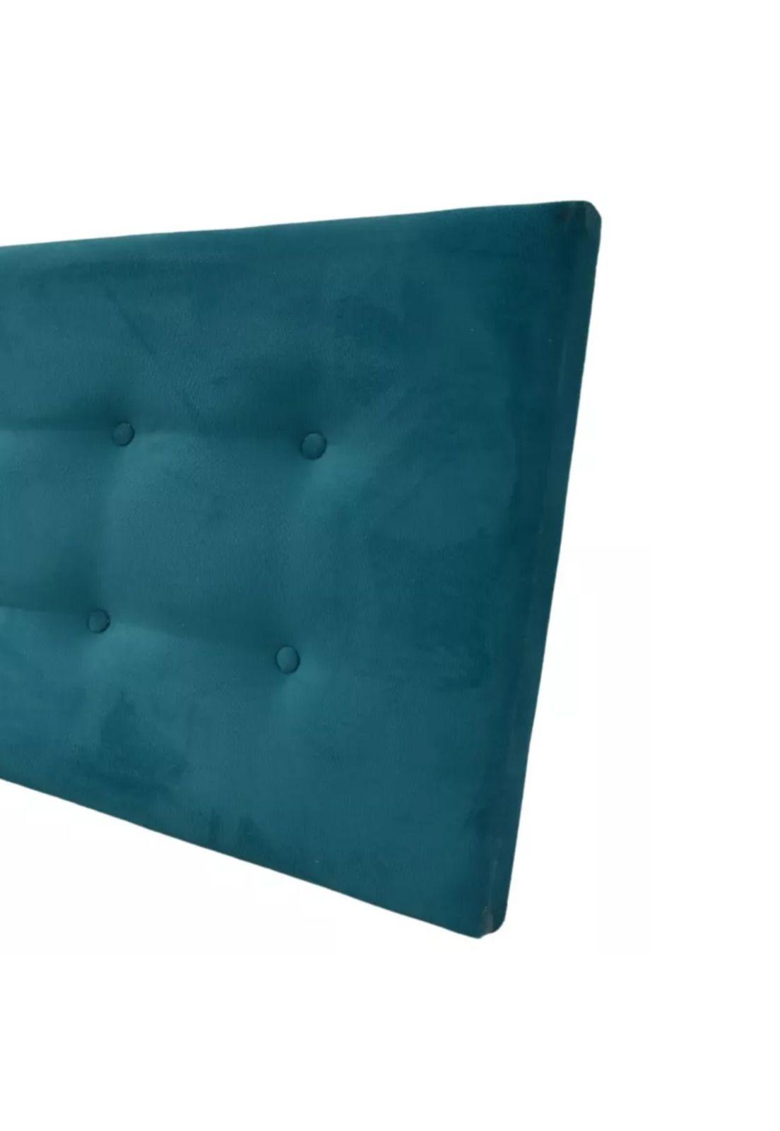 Respaldo Elegante 1 Plaza Capitone 105x60 CM Turquesa Felpa Botones-3