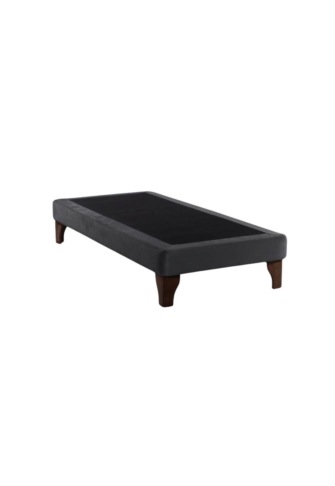 Base Cama Europea 1 Plaza 90x190 CM Gris Oscuro Felpa-2