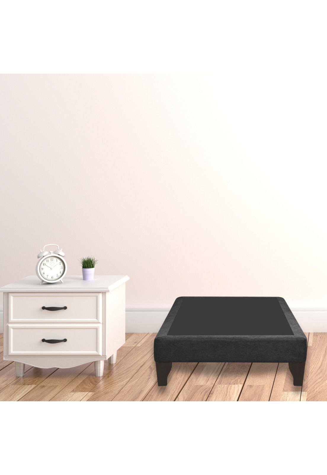 Base Cama Europea 1 Plaza 90x190 CM Gris Oscuro Felpa-4