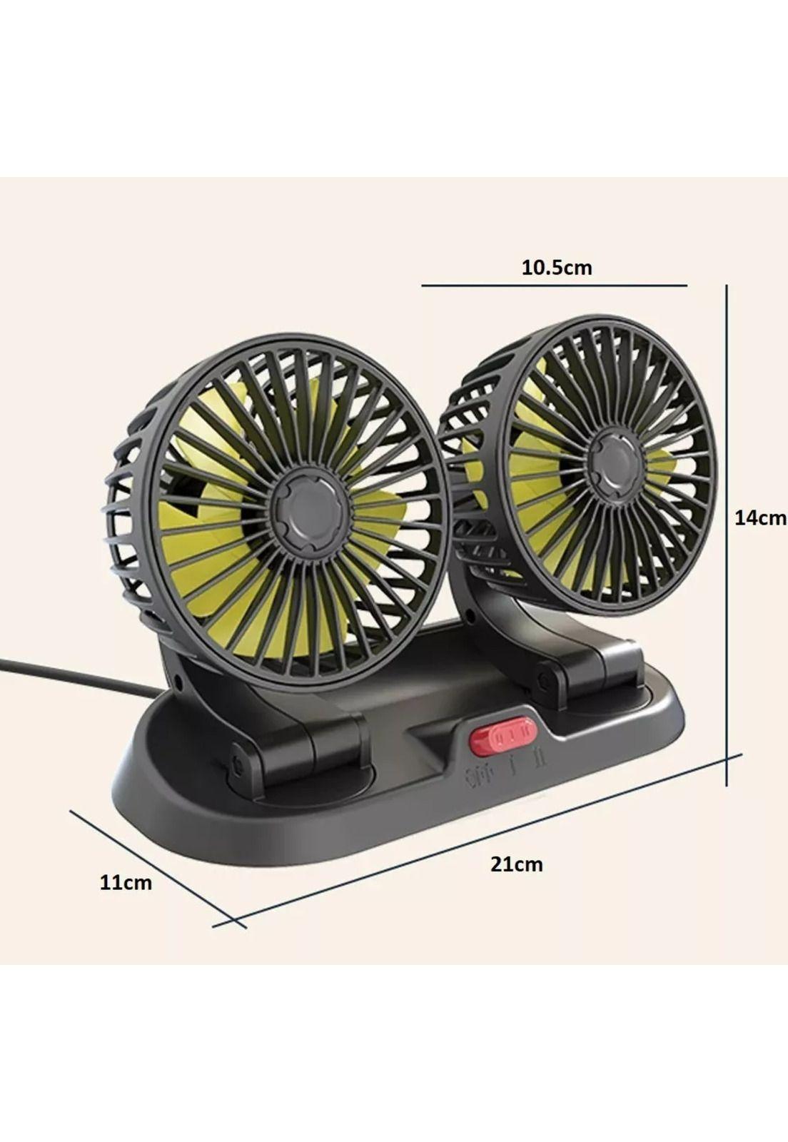 Mini Ventilador Automóvil USB Doble 5 Aspas Portátil Negro-4