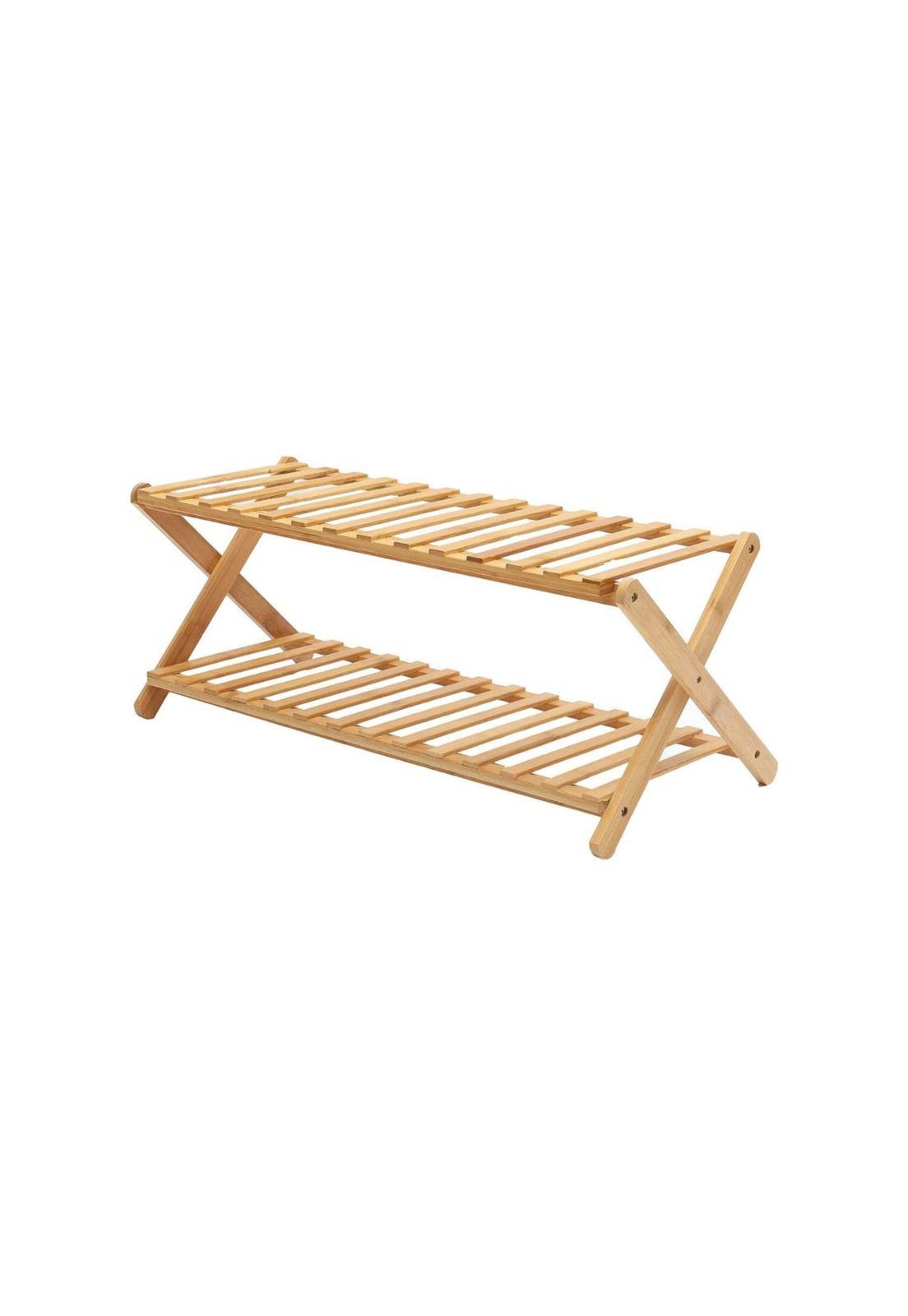 Zapatero Organizador Madera 2 Niveles 66.5x26.5x26.5 CM Café-0