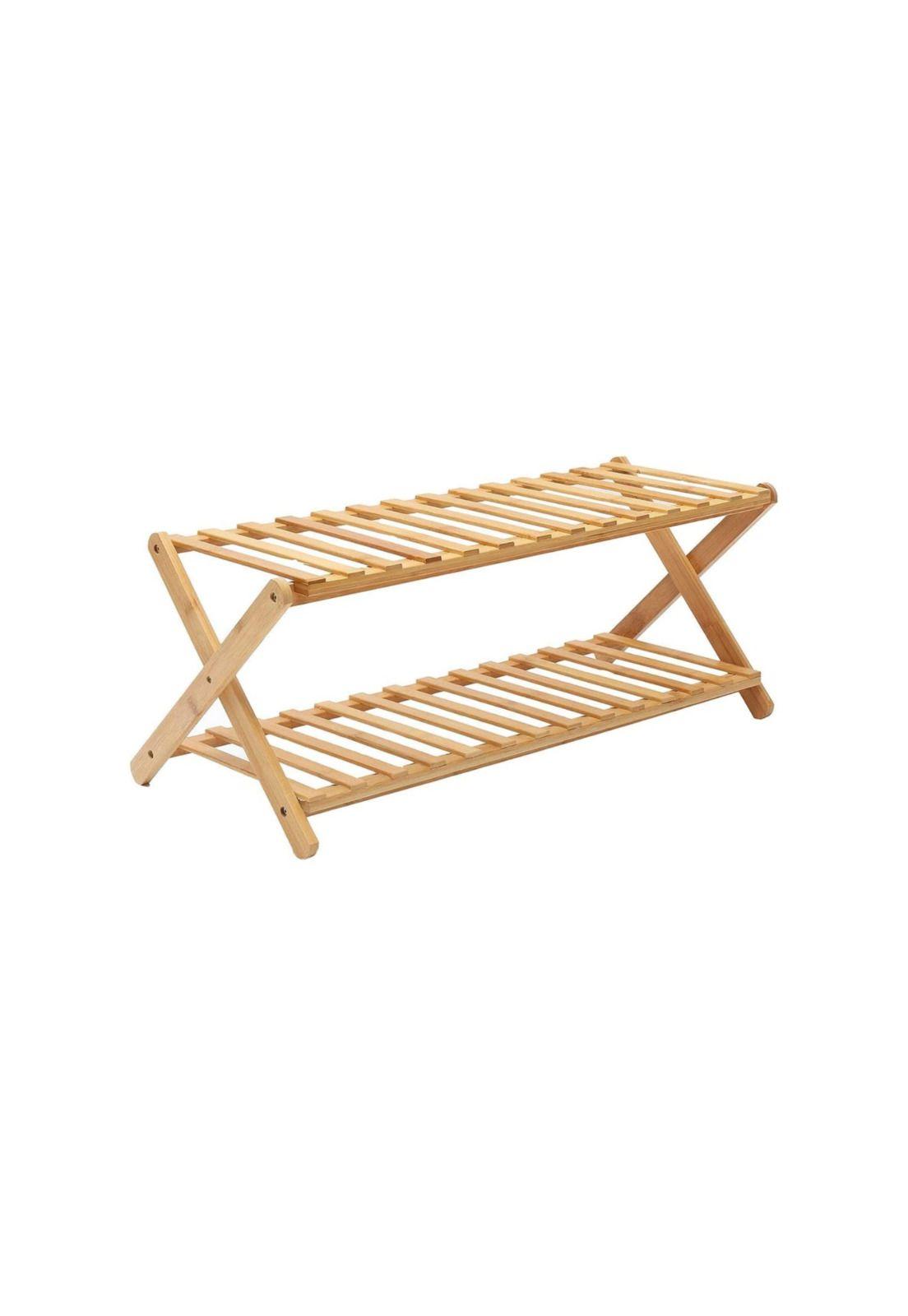 Zapatero Organizador Madera 2 Niveles 66.5x26.5x26.5 CM Café-1